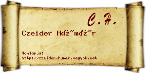 Czeider Hümér névjegykártya